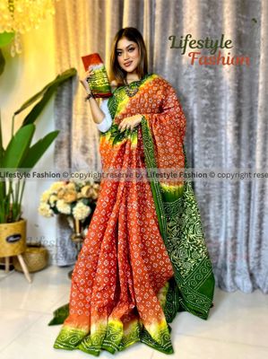 প্রিমিয়াম কোয়ালিটি কটন আরামদায়ক ভেজিটেবল বাটিক শাড়ি (LF-S-326)_img_0