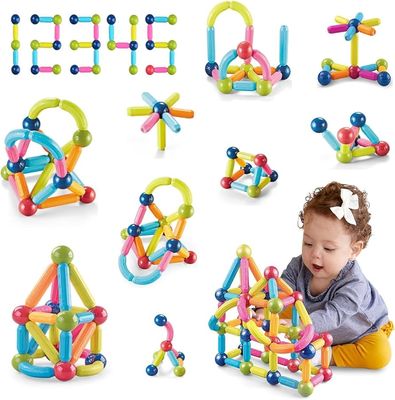 Magnetic Sticks and Balls Building Blocks Toy for Kids, Magnetic Balls and Rods Set Kids Montessori Toys Stacking Toys for Kids Age 3+ Years (42Pcs), Multi_img_0
