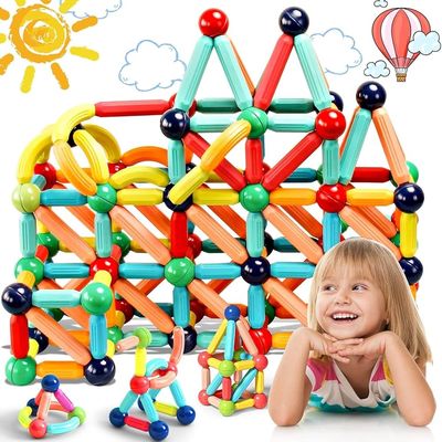 Magnetic Sticks and Balls Building Blocks Toy for Kids, Magnetic Balls and Rods Set Kids Montessori Toys Stacking Toys for Kids Age 3+ Years (42Pcs), Multi_img_1