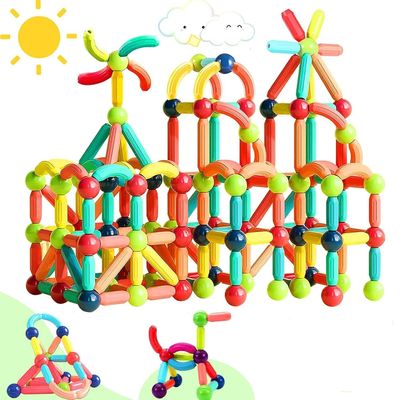 Magnetic Sticks and Balls Building Blocks Toy for Kids, Magnetic Balls and Rods Set Kids Montessori Toys Stacking Toys for Kids Age 3+ Years (72 Pcs), Multi_img_5