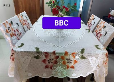 Indian 6 Seater Big Flower  Design Dining Table Cover:(only table cover) Elegant Cover For Dining Table Protection_img_0