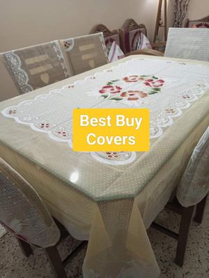 Indian Sunflower  Design 6 Seater Dining Table Cloth (90/60 inch) chair cover(21/18 inch)_img_1