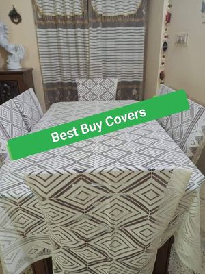 Indian ZigZag Design 6 Seater Dining Table Cloth (90/60 inch) chair cover(21/18 inch)_img_1