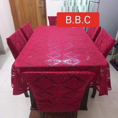 Indian ZigZag Design 6 Seater Dining Table Cloth (90/60 inch) chair cover(21/18 inch)_img_2