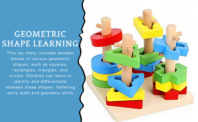 Wooden Four Sets Column, Geometric Shape Four Column Blocks, Early Educational & Learning Toys_img_2