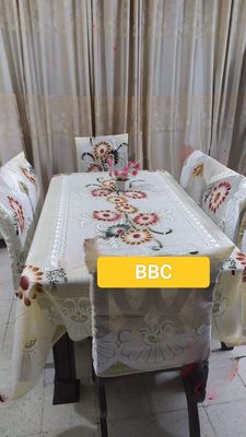 Indian Piston Flower 6 Chair Dining Table Cover set Enhance Your Dining Table Decor With This Indian Piston Flower Table Cover(90/60 inch)_img_0