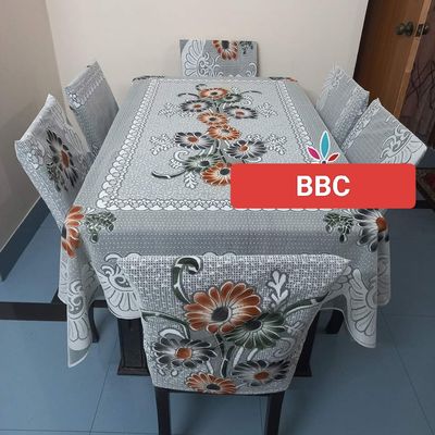 Indian Piston Flower 6 Chair Dining Table Cover set Enhance Your Dining Table Decor With This Indian Piston Flower Table Cover(90/60 inch)_img_1