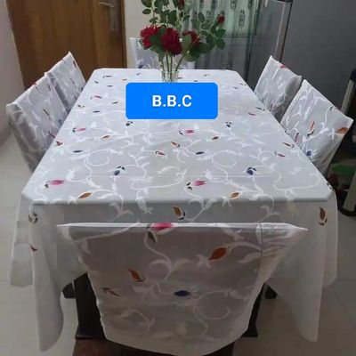 indiian Rose Leaves 6 seater dining table cover with chair cover(90/60 inch)_img_0