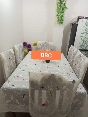 indiian Rose Leaves 6 seater dining table cover with chair cover(90/60 inch)_img_1