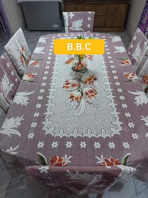 indian 6 seater royal tulip desing dining table cove(90/60 inch) with chair cover_img_1