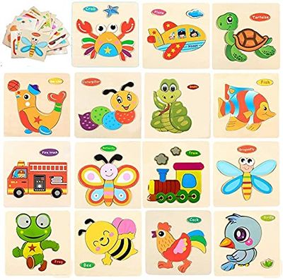 3 piece Wooden Puzzles for Toddlers 3 Years Animal Vehicle Jigsaw Puzzle Educational Kids Puzzles Toys Montessori Learning Jigsaw Toy_img_0