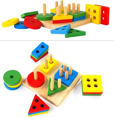Wooden Stacking Toys & Shape Sorting Board | Geometric Shape Stacker | Eco-Friendly & Non-Toxic Wooden Toy | Early Childhood Development Toys_img_4