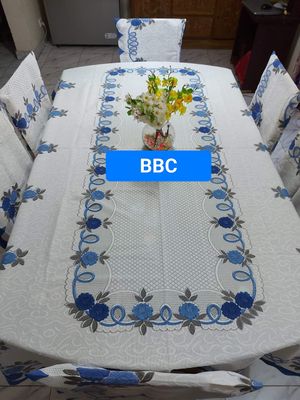 indian Deisy 6 seater table cloth( 90/60 inch) with chair cover_img_0