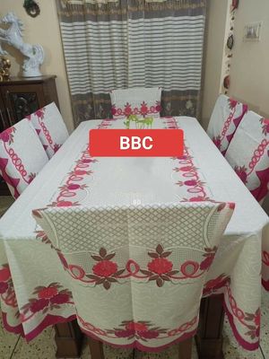 indian Deisy 6 seater table cloth( 90/60 inch) with chair cover_img_1