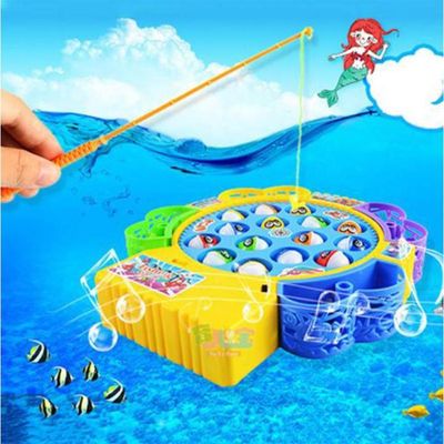 15pcs Electric Musical Rotating Fishing Toy Children Board Play Fish Game Magnetic Fish Outdoor Sports Educational Toys For Boys Girls_img_1