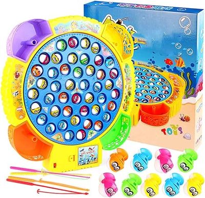 45pcs Electric Musical Rotating Fishing Toy Children Board Play Fish Game Magnetic Fish Outdoor Sports Educational Toys For Boys Girls_img_1