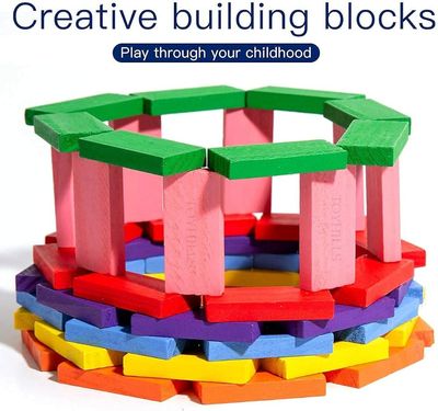 Wooden Blocks Dominoes Game Toys for Kids 5 Years+,Wooden Building Blocks Set & Kids Activity Toys for Kids Boys & Girls (Pack of 100 Pieces)_img_1