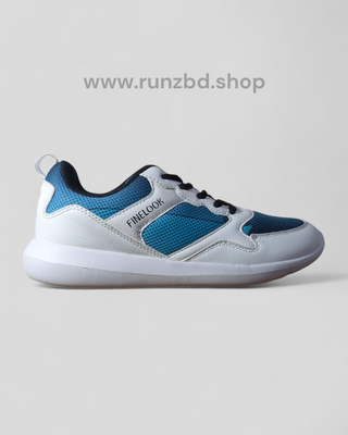 Finelook Men's white and Blue Mesh Sneakers_img_0