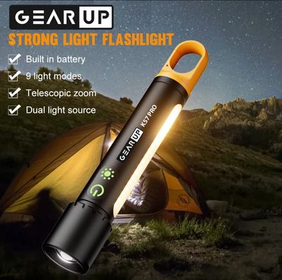 GearUP K57 PRO Rechargeable High Power Flashlight + Large COB Light with 3500mAh Lithium Battery_img_0