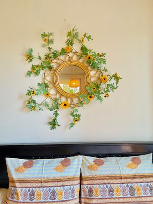 Rattan Mirror(RM03) + Sunflower vine // বেতের আয়না_img_0