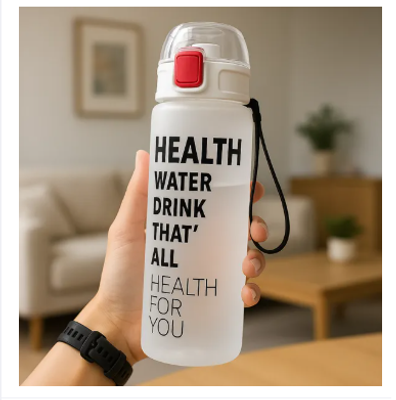 Frosted White Motivational Water Bottle – BPA-Free, Leakproof, Portable Sports & Gym Bottle (1000 ml)_img_0