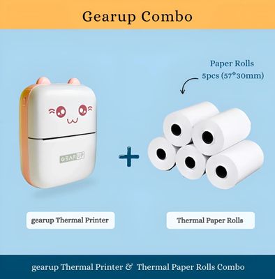Gearup Thermal Printer & Thermal Paper Rolls Combo – Pink Color .