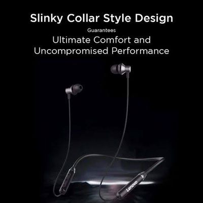 Lenovo HE05 Wireless Bluetooth 5.0 in-Ear Neckband Earphones with Mic - Black Color_img_8