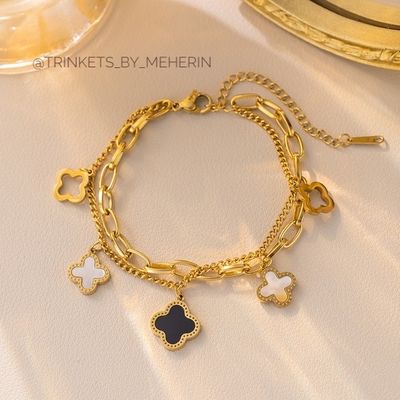 Double layer four leaf clover bracelet_img_1