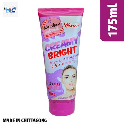 Civic Creamy Bright Facial foam for Moisturizing and Whitening 180g(purple)_img_0