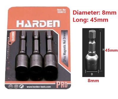 HARDEN 3Pcs Magnetic Nut Drivers Socket ( 8mm | 10mm ) Roofing Socket 45mm Long 550612 | 550614_img_4