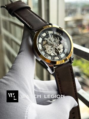 TOMMY HILFIGER AUTO BROWN BELT GOLDEN BEZEL