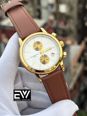 BOSS TWO CHRONO BROWN BELT GOLD CASE WHITE DIAL_img_0