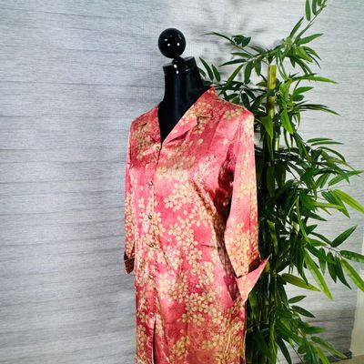 Blush Pink Floral Silk Co-ord Set with Lace Detailing_img_1