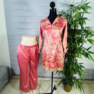 Blush Pink Floral Silk Co-ord Set with Lace Detailing_img_3