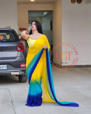 রংধনু জর্জেট শাড়ি উইথ ব্লাউজ পিস – সফট ও লাইটওয়েট ডিজাইন চারটি কালার এভেলেবেল_img_4