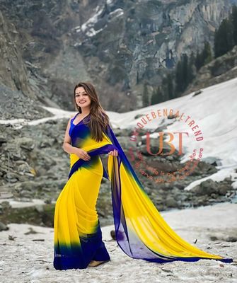 রংধনু জর্জেট শাড়ি উইথ ব্লাউজ পিস – সফট ও লাইটওয়েট ডিজাইন চারটি কালার এভেলেবেল_img_5