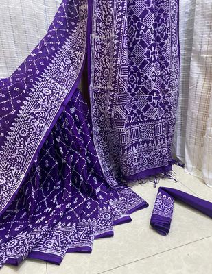প্রিমিয়াম কোয়ালিটি সুতি বাটিক শাড়ি  (LF-C-519)_img_1