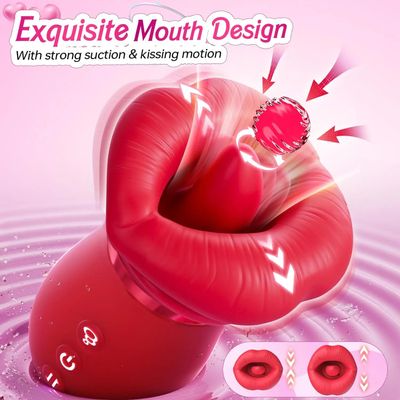 Rose Mouth-Shaped Licker Vibrator Clitoral Nipple Auto Tongue Licking Sucker Stimulator G Spot Clit Masturbate Sex Toy for Women_img_1