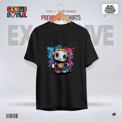 Premium Robot Illustration Drop Shoulder T-shirt - 42_img_1