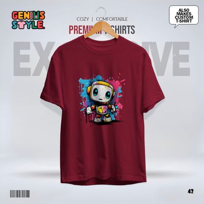 Premium Robot Illustration Drop Shoulder T-shirt - 42_img_2