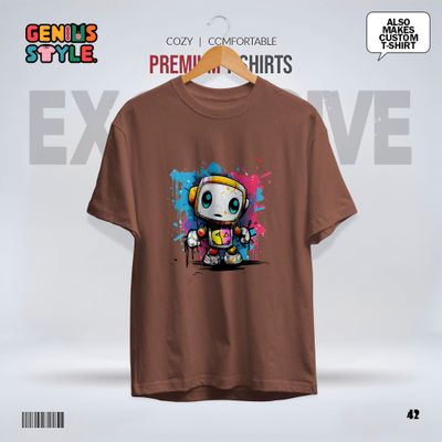 Premium Robot Illustration Drop Shoulder T-shirt - 42_img_4