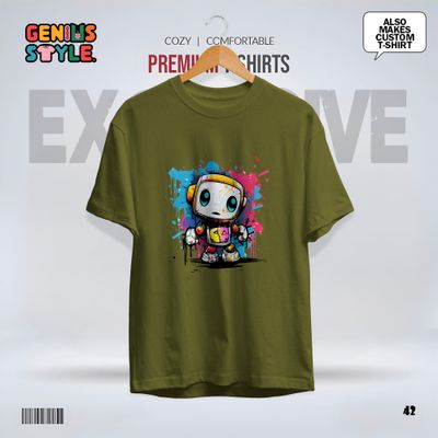 Premium Robot Illustration Drop Shoulder T-shirt - 42_img_5