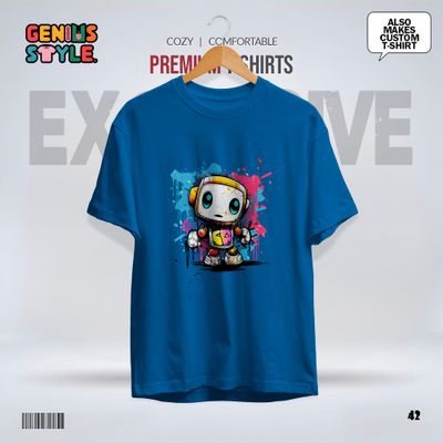 Premium Robot Illustration Drop Shoulder T-shirt - 42_img_6