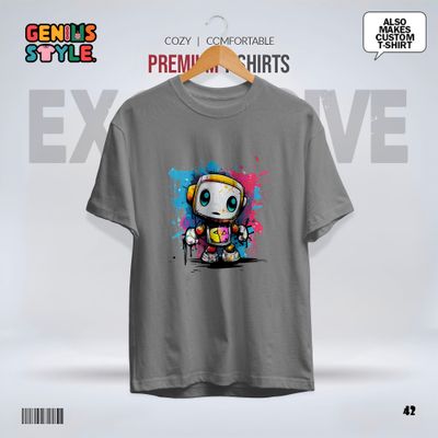 Premium Robot Illustration Drop Shoulder T-shirt - 42_img_7
