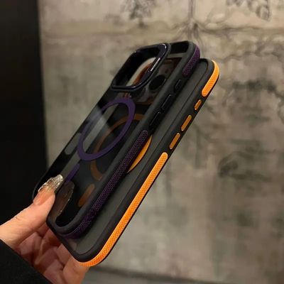 High-End anti-slip strip Contrast color lens holder magnetic Case For Iphone_img_0