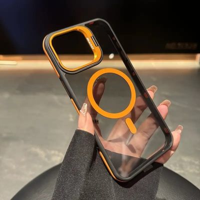 High-End anti-slip strip Contrast color lens holder magnetic Case For Iphone_img_2