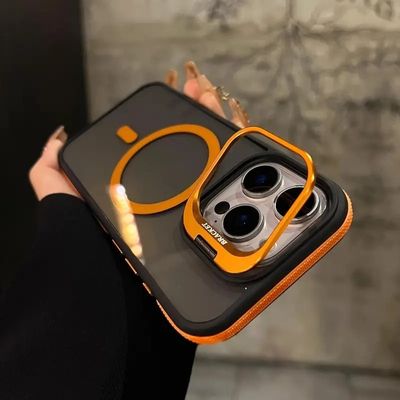 High-End anti-slip strip Contrast color lens holder magnetic Case For Iphone_img_4