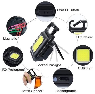 Universal Multifunctional Emergency worklight Portable Mini LED Keychain Flashlights COB Work Light USB Charging Camping Outdoor Fishing Torch Lamp_img_1