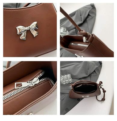 Silver Bow knotted strap hand bag👜_img_5