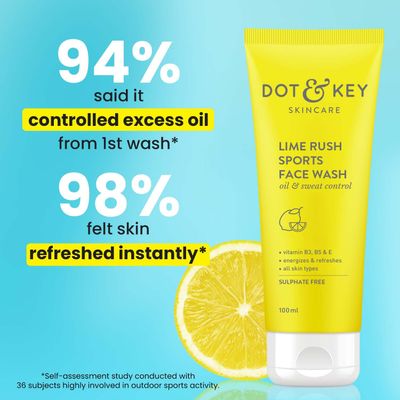 DOT & KEY Lime Rush Sports Face Wash Deep Cleans Oil, Sweat & Dirt For Refreshingly Clean & Oil Free Skin For All Skin Types_img_2